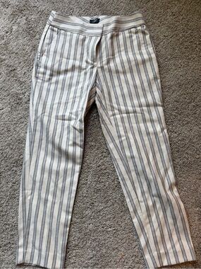 LOFT Cream and Navy Vertical Stripe Chinos